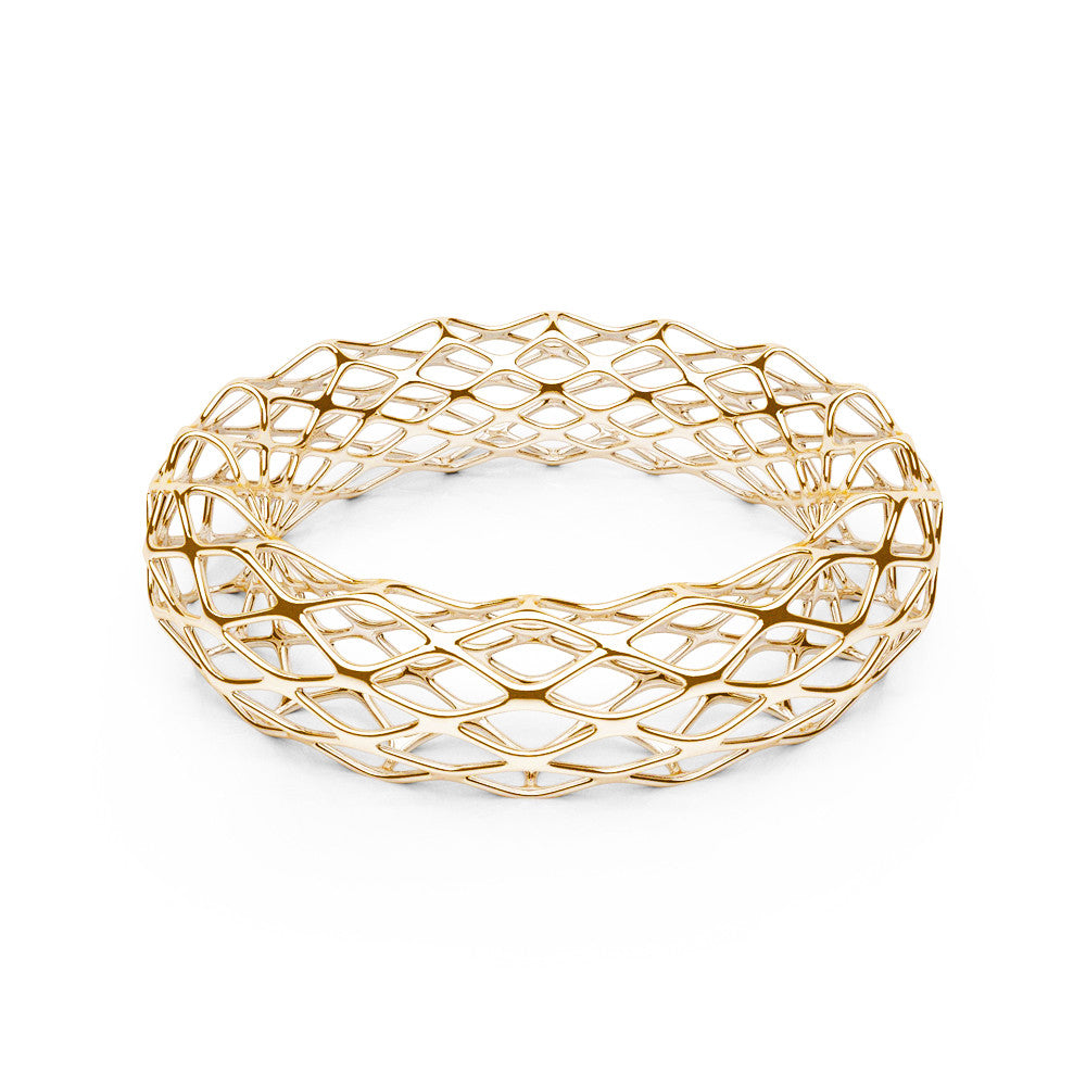 The GRID Bangle | Double Slim | 14k Gold Sterling