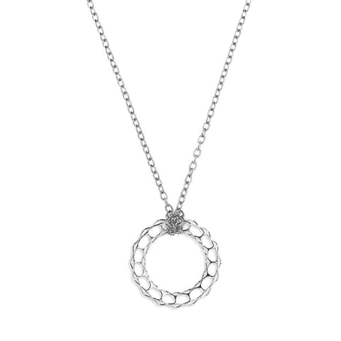 The GRID Necklace Loop in 3D Printed Platinum Finished 925 Sterling SIlver