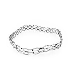 The GRID Bangle | Slim Wave | Platinum Sterling