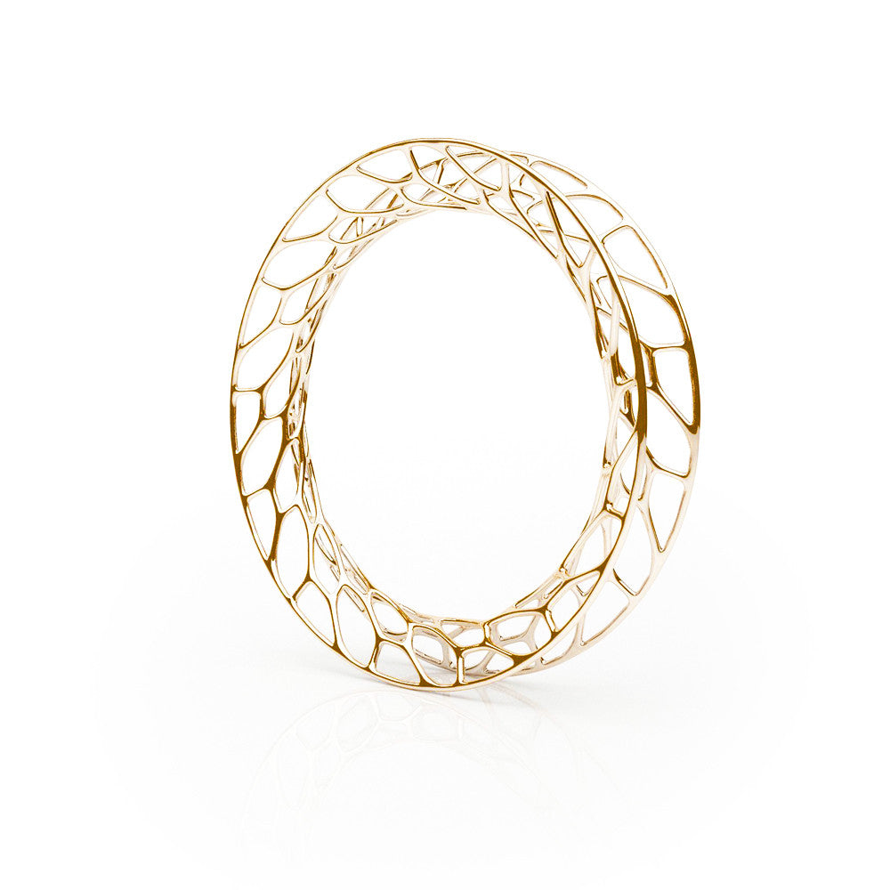 The HIVE Bangle Flared in 3D Printed 18k Gold Finished 925 Sterling SIlver