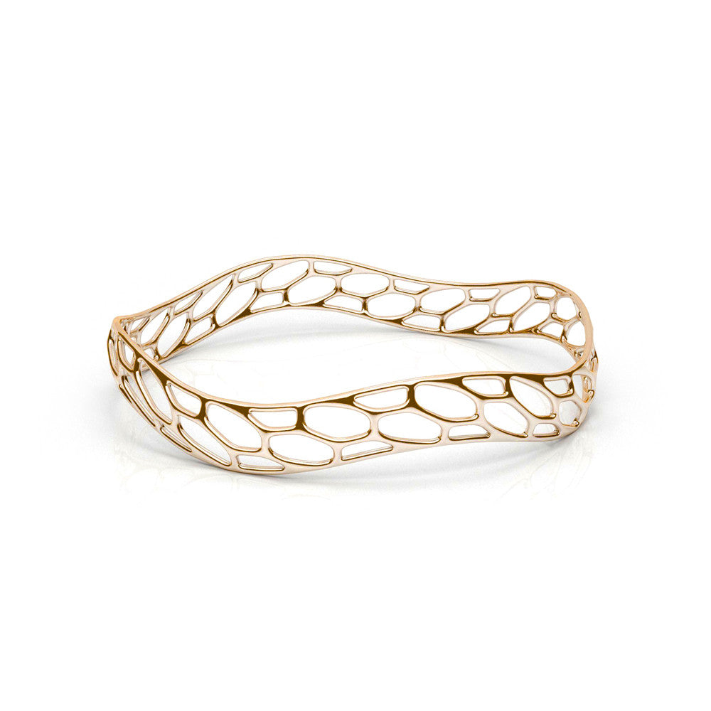 The HIVE Bangle | Slim Wave | 14k Gold Sterling