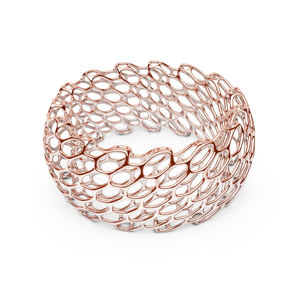 The HIVE Bangle | Double Wide | 14k Rose Gold Sterling