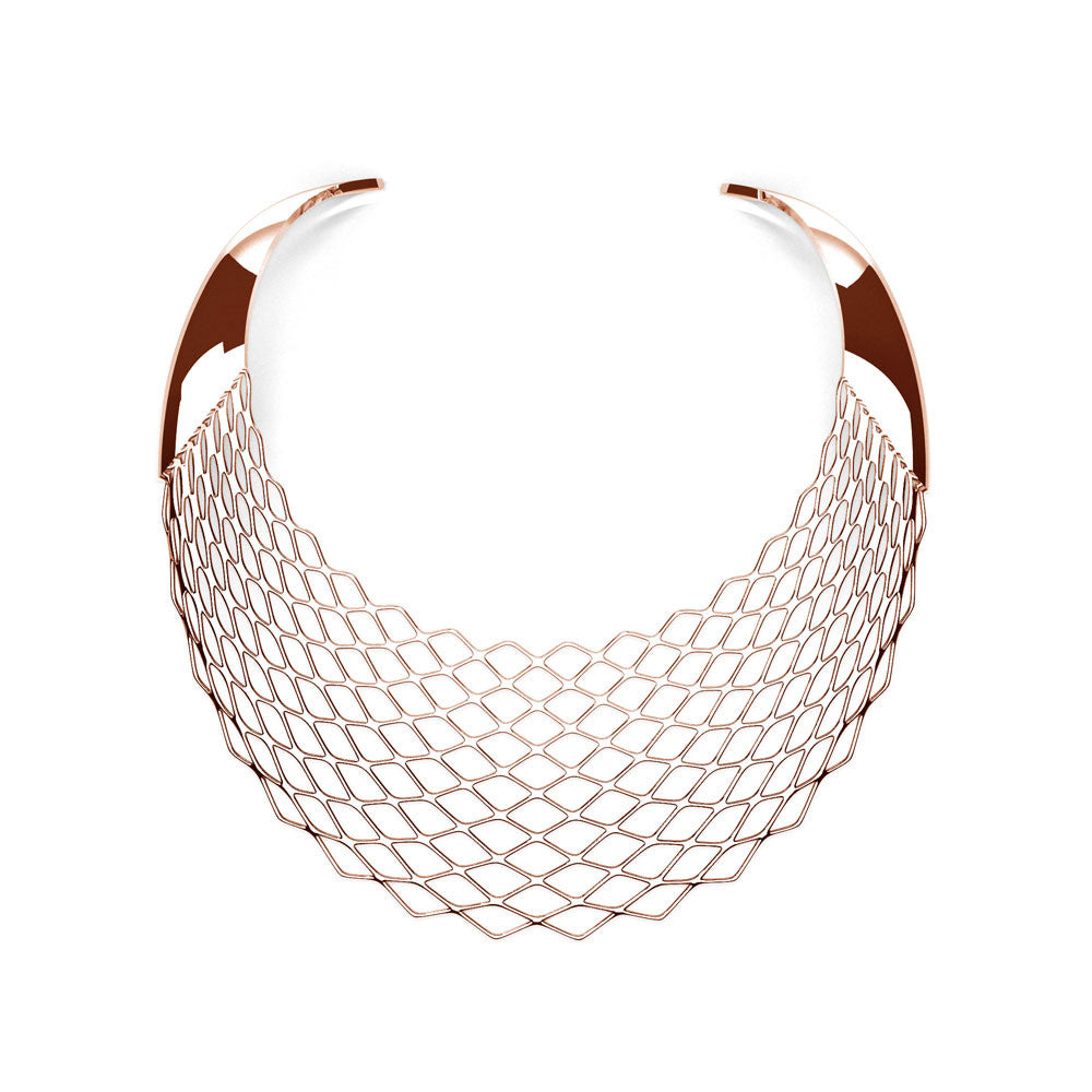 The GRID Necklace | Bib | 14k Rose Gold Sterling