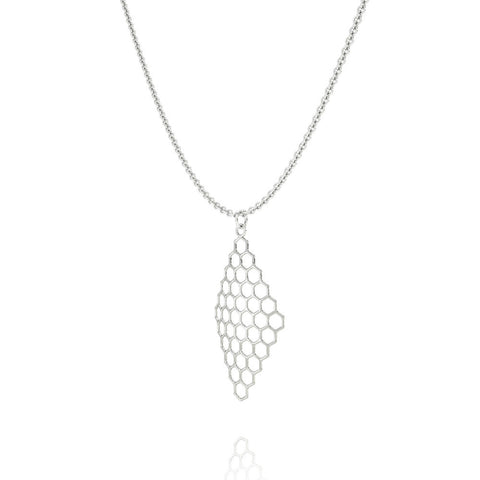 The HIVE Necklace Diamond in 3D Printed Platinum Finished 925 Sterling SIlver