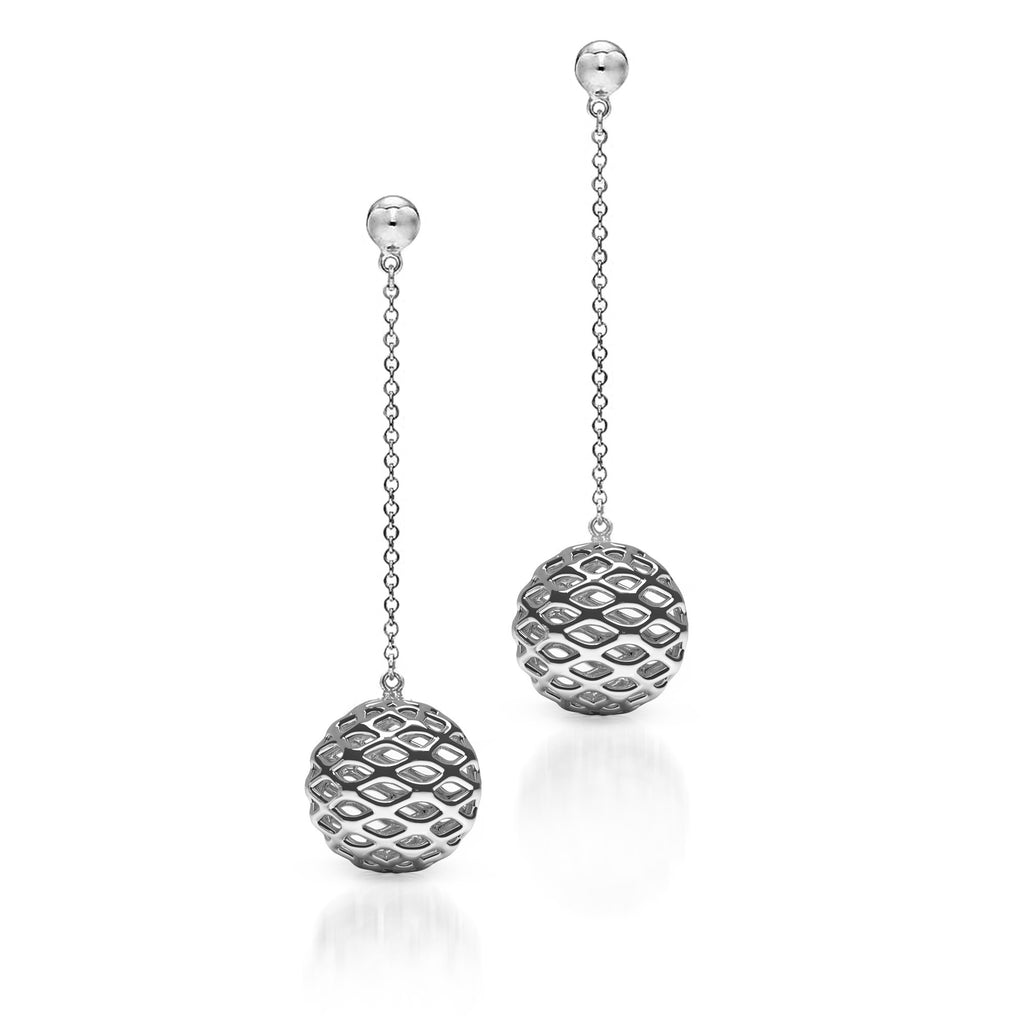 The GRID Drop Earrings | Platinum Sterling