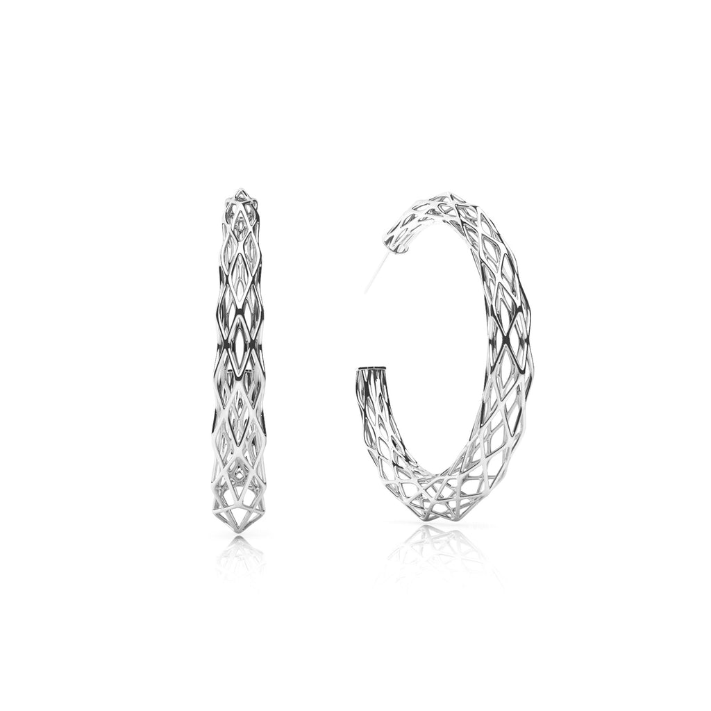 The GRID Earrings | Halo | Platinum Sterling