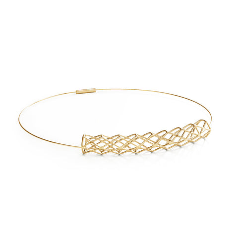 The GRID Necklace Collar in 3D Printed 14k Gold Finished 925 Sterling SIlver