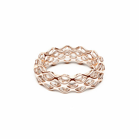 The GRID Ring | Double Slim | 14k Rose Gold Sterling