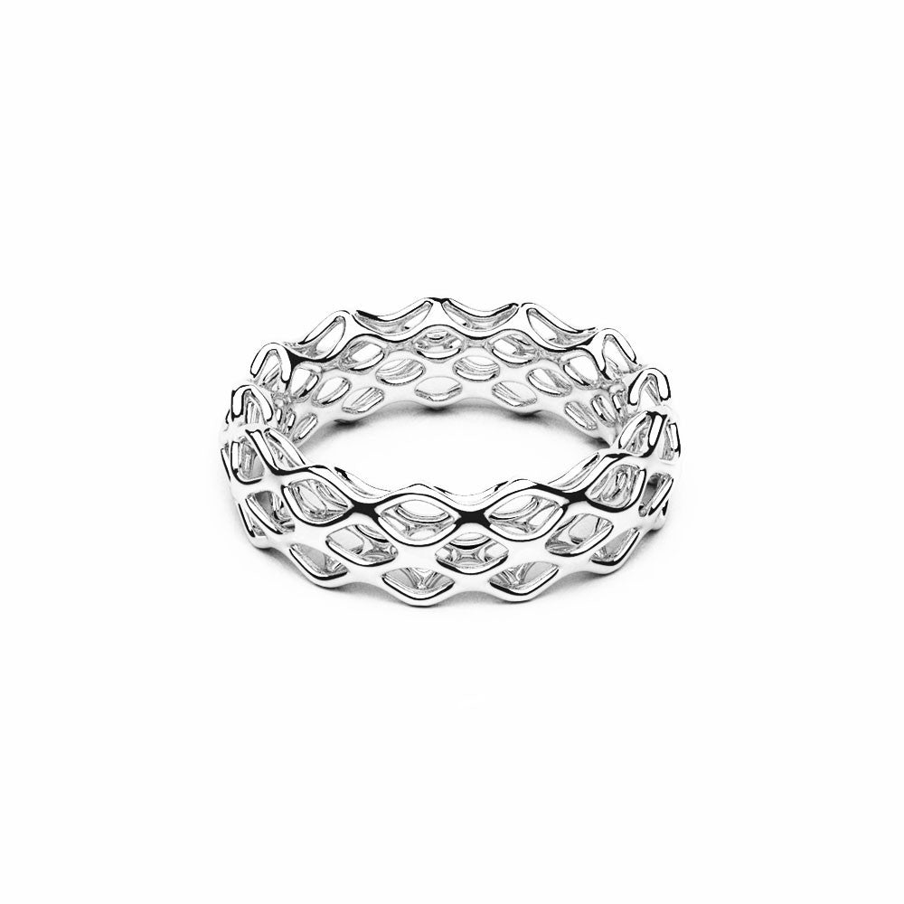 The GRID Ring | Double Slim | Platinum Sterling
