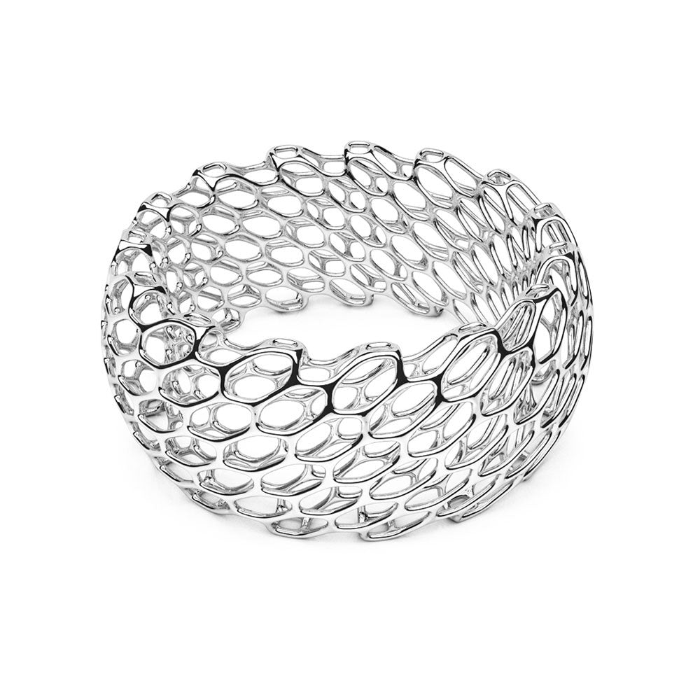 The HIVE Bangle | Double Wide | Platinum Sterling
