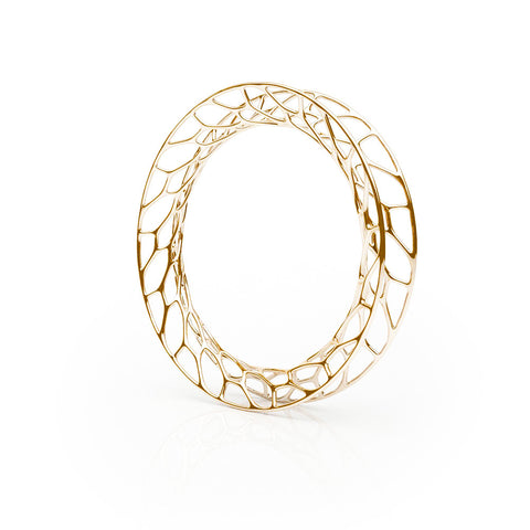 The HIVE Bangle Flared in 3D Printed 18k Gold Finished 925 Sterling SIlver