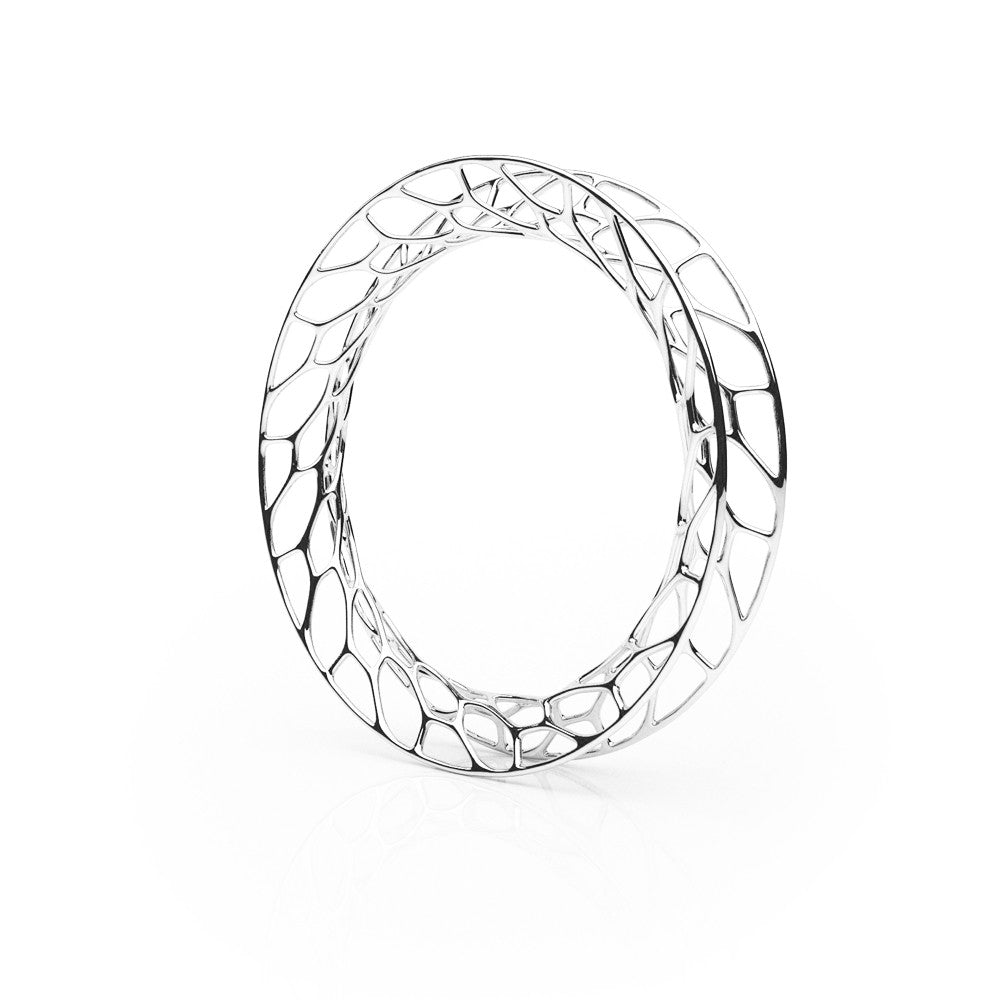 The HIVE Bangle Flared in 3D Printed Platinum Finished 925 Sterling SIlver