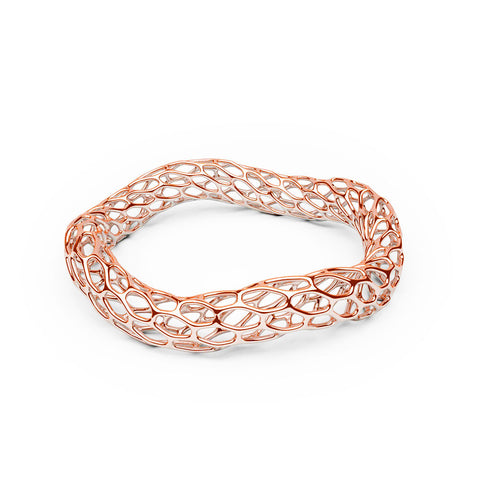 The HIVE Bangle | Double Wave | 14k Rose Gold Sterling