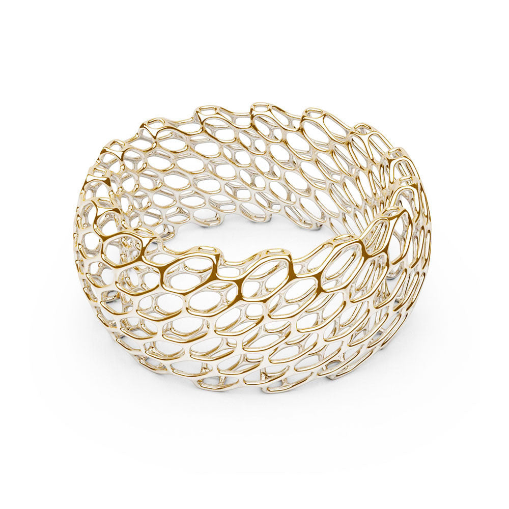 The HIVE Bangle | Double Wide | 14k Gold Sterling