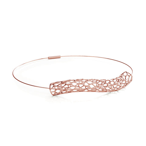 The HIVE Necklace Wave Collar in 3D Printed 14k Rose Gold Finished 925 Sterling SIlver