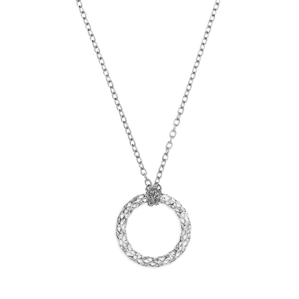 The HIVE Necklace Loop Wave in 3D Printed Platinum Finished 925 Sterling SIlver