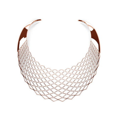 The GRID Necklace | Bib | 14k Rose Gold Sterling