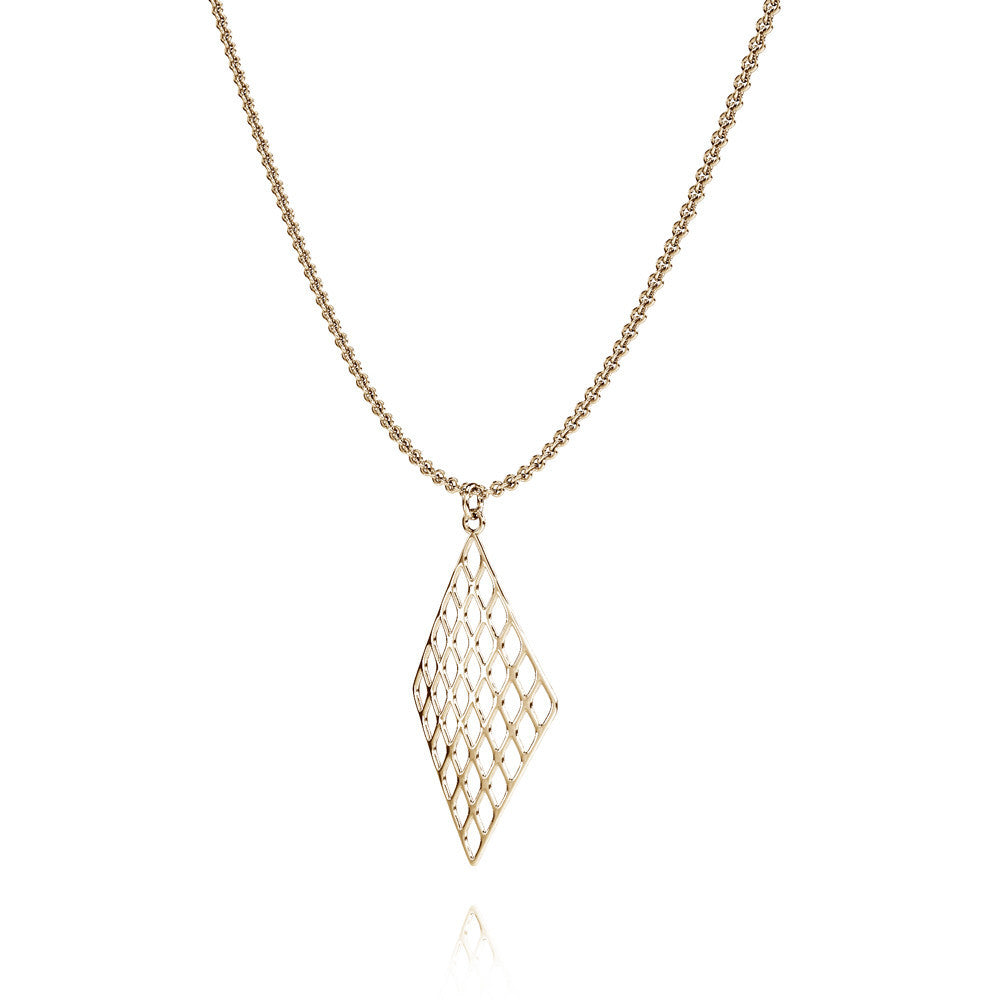 The GRID Necklace Diamond in 3D Printed 14k Gold Finished 925 Sterling SIlver