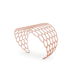 The HIVE Cuff Diamond in 3D Printed 14k Rose Gold Finished 925 Sterling SIlver