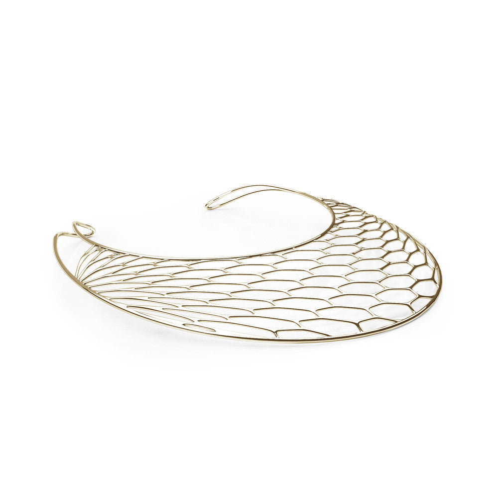 The HIVE Necklace  Bib  in 3D Printed 18k Gold Finished 925 Sterling SIlver